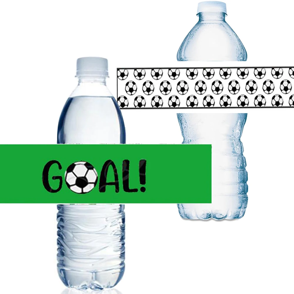 12/24 stücke Fußball Party Flasche Wraps Aufkleber weiß Fußball Muster personal isierte Wasser flasche Label Jungen Geburtstags feier Dekor – Detail 7