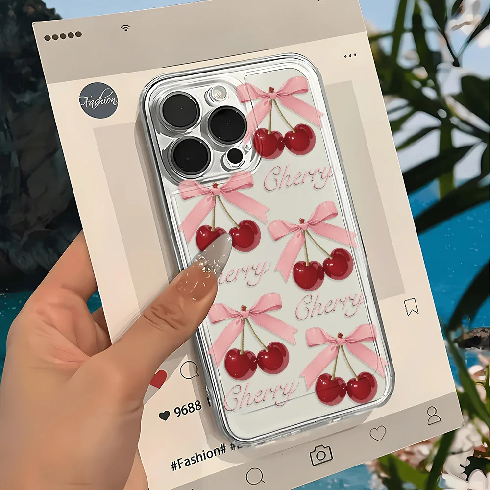 Süße Kirsche Handyhülle für iPhone 17 Pro Max Hülle iPhone 11 14 Plus 15 16 Pro Max 12 13 16e XR X XS Max 17 Air Clear Cases Cover