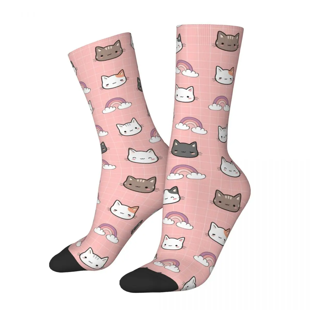 Cat Seamless Pattern Cute Kawaii All Seasons Socks Harajuku Hip Hop Long Socks Accessories for Men Women