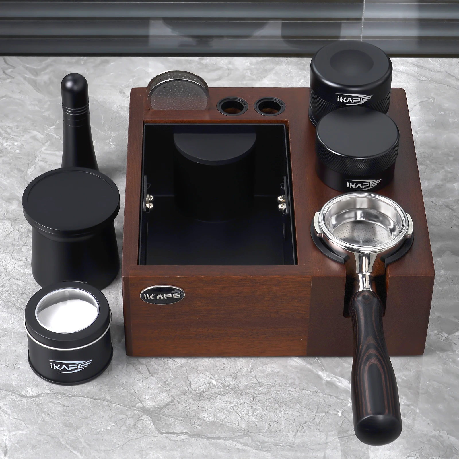 Imagem -03 - Ikape-coffee Tool Conjunto com v2 Knock Box e Portafilter sem Fundo Ferramentas de Café Expresso Presentes Premium para Baristas Terno de Peças