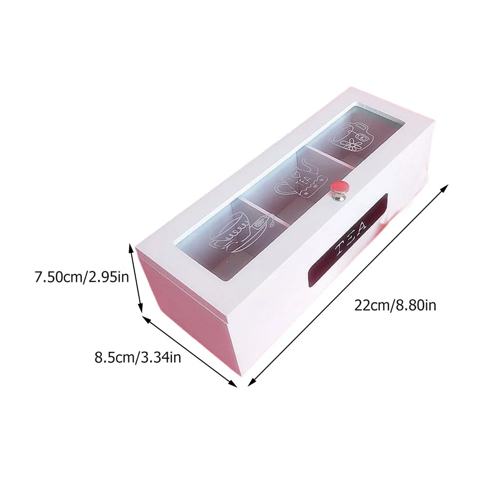 Wooden Tea Box High Hardness Wood 3 Design Transparent Top Storage Container for Coffee Bags Sweets Tea Bags Sundries