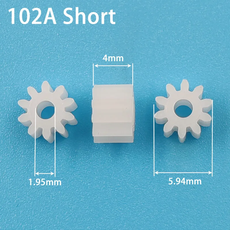 102A Short 0.5M Pinion Gears 10 Teeth Hole 2mm Tight 4mm Thickness Toy Motor Parts Accessories 10pcs/lot