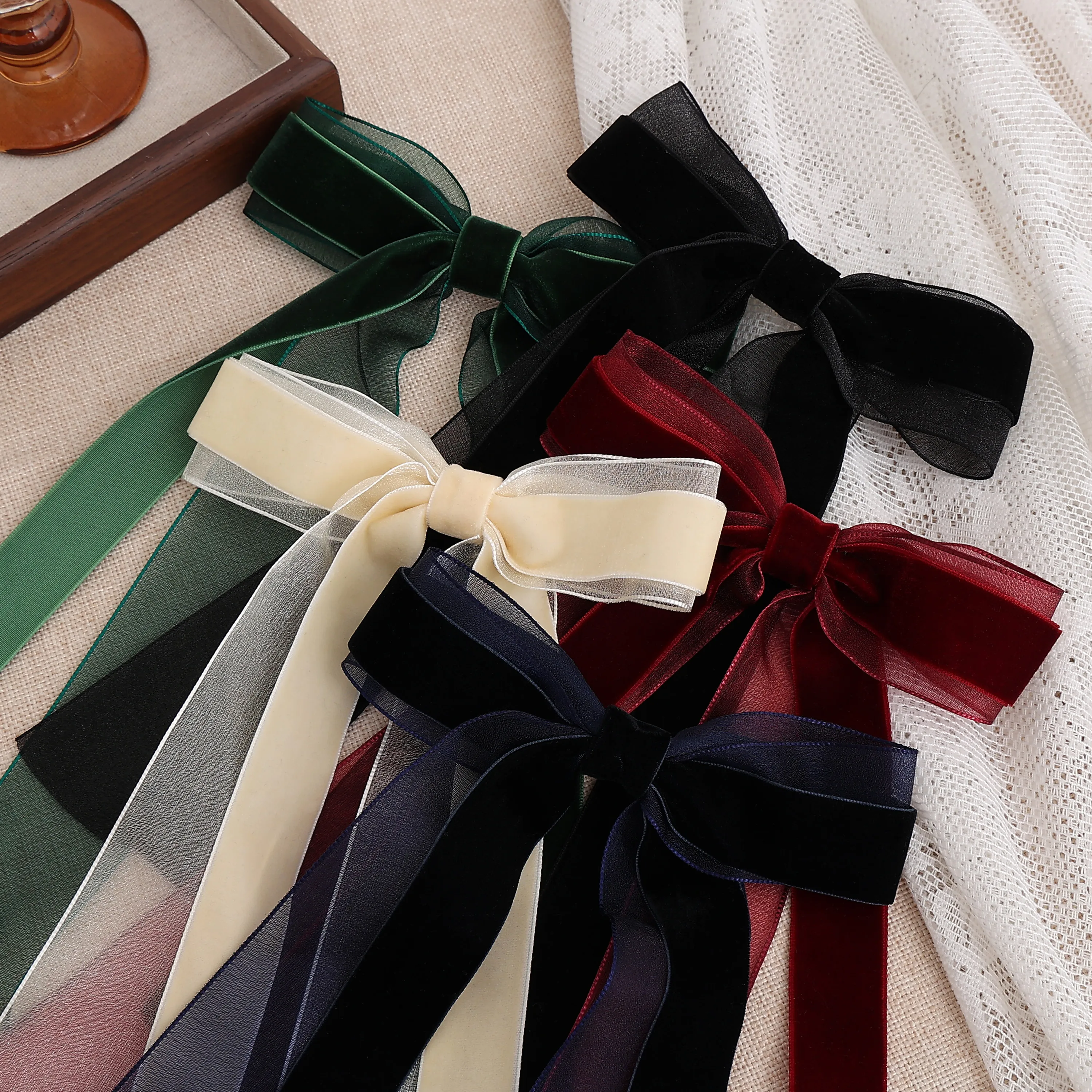 High quality Big bow headband Fabric Elastic headband Long ribbon Korean hairpin Hairpin accessories