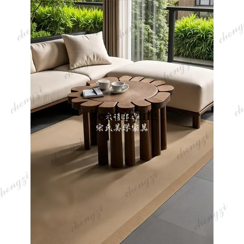 M182 Designer medieval solid wood sofa edge small coffee table living room creative corner table