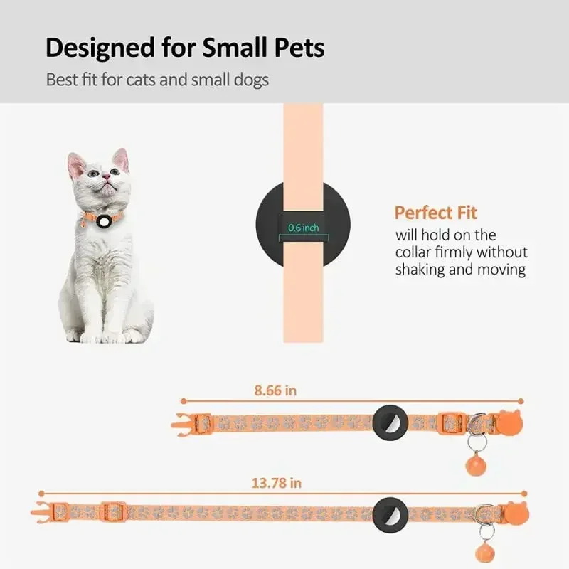 Breakaway Airtag Cat Collar,Reflective Apple Air Tag Cat Collar With Bell Waterproof Airtag Holder Case,GPS Pet Tracker Collar