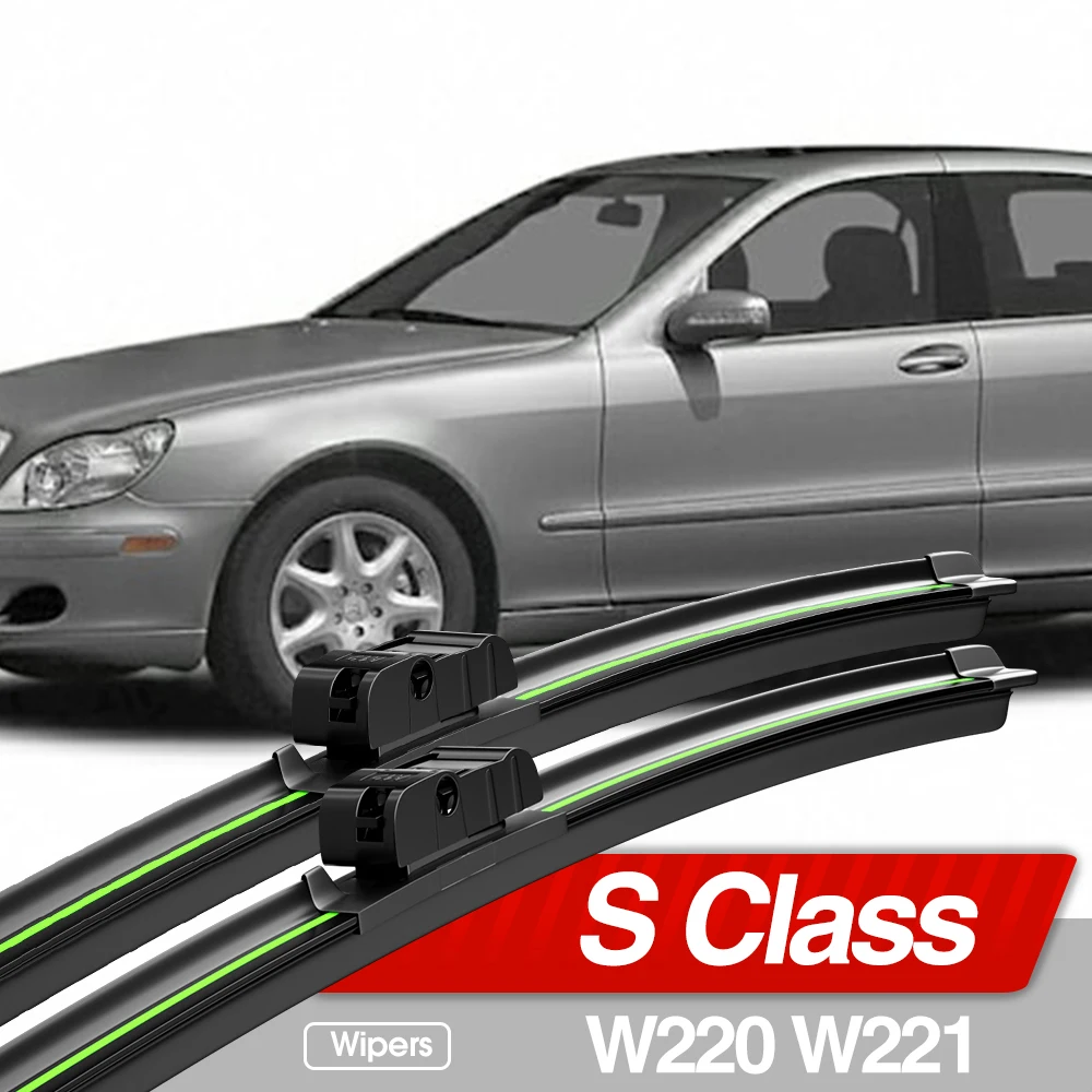 For Mercedes Benz S Class W220 W221 1998-2013 Front Windshield Wiper Blades 2x Windscreen Window Accessories 2000 2005 2009 2012