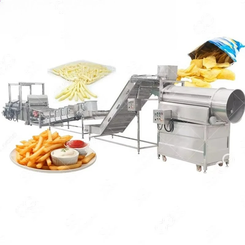 500 Kg Fully Integrated Sweet Potato French Fries Continuous Frying Line Wavy Plantain Potato Chips Making Machines Industrial