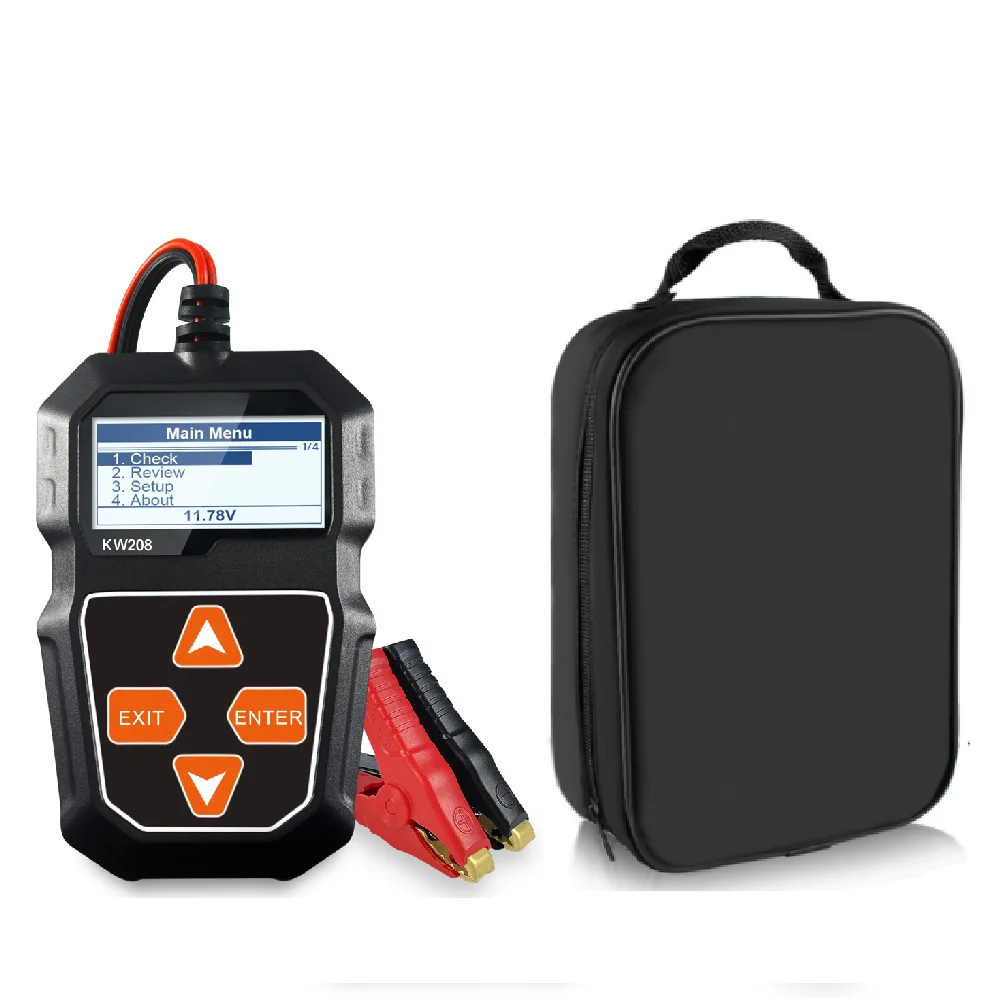 Black red 12V Battery Tester Voltage Meter Voltage Resistance Multi-language Support 100-2000 CCA Range Charging System Test