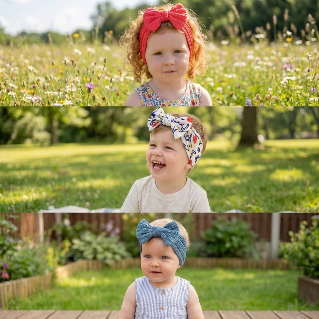 

Набор из 3 новых весенних и летних повязок на голову для малышей: милые повязки с бантиками для детей