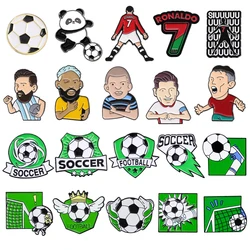 Creative Football Brooch Panda No. 7 Player Soccer Shield Flame Soccer Wings Crown Goalkeeper Soccer Fan Badge Punk Pins Jewelry