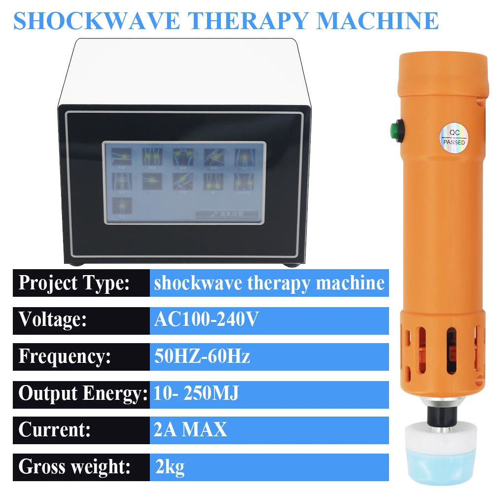 آلة علاج بموجات الصدمة الاحترافية ، فعالة لعلاج التهاب اللفافة الأخمصية ، تخفيف الألم ، موجة الصدمة ، تدليك الاسترخاء