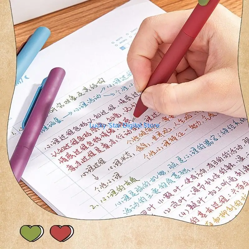 

N7MC 6Pcs Retractable Colorful Gel Pen 0.5MM Tip Smooth to Write School Office Supply