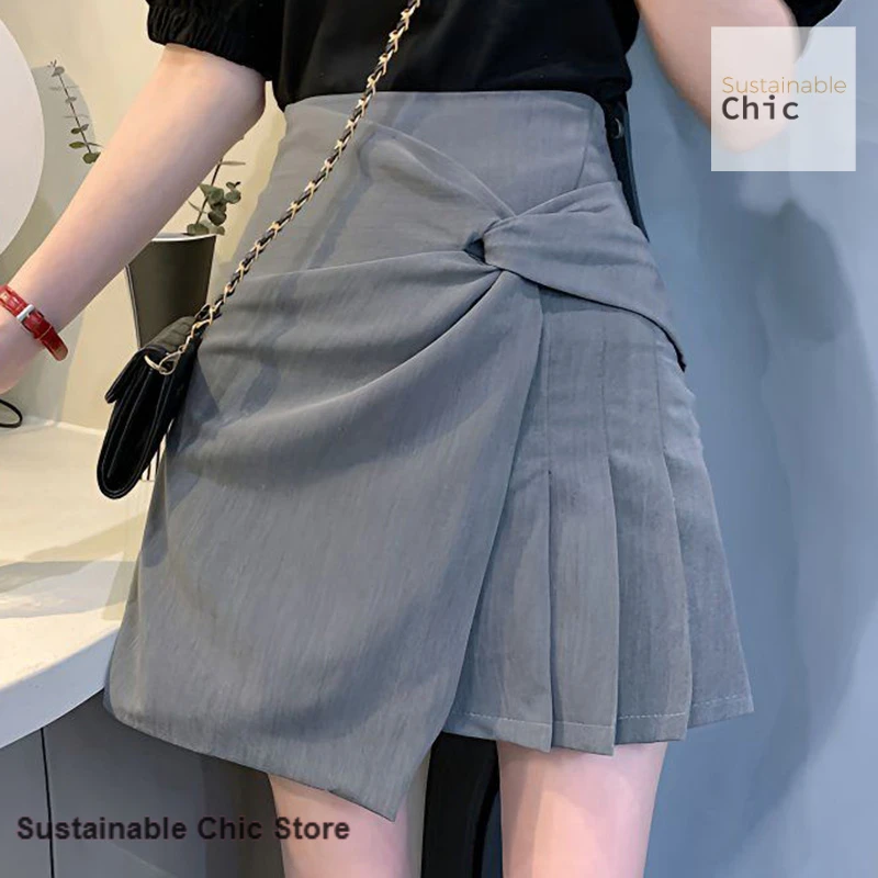 Korean style design sense niche pleated skirt female spring and summer new fashion temperament high waist irregular hip skirt