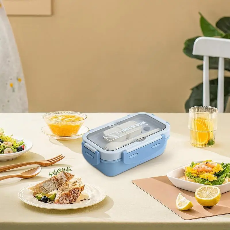 Boîte à lunch portable avec couvercle et cuillère, boîte de rangement de repas, adaptée au bureau et à l'école, sans danger pour les aliments, légère, synchronisation, beaucoup