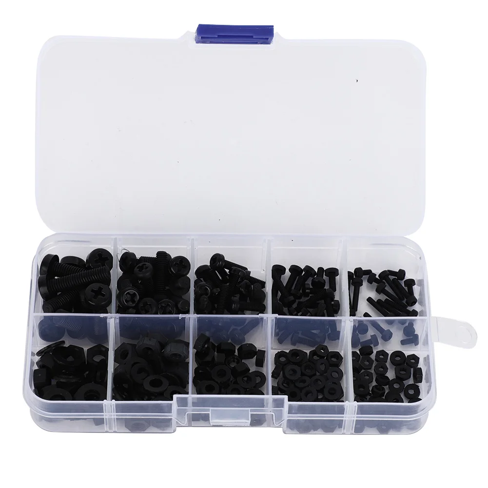Nylon-Schrauben, -Muttern und -Unterlegscheiben Sortiment-Set M2/M2.5/M3/M4/M5 – Hardware-Befestigungselemente