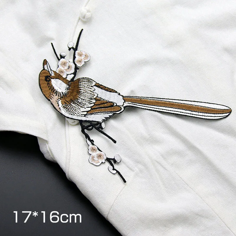 1 Piece Big Size Iron on Bird Fabric Patch Cute Animal Stickers for Clothing Bag DIY Decoration Accessories Applique