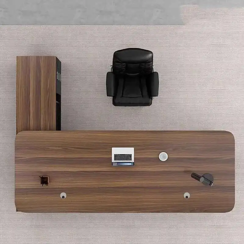 Organizadores prateleiras mesa de escritório estética europeu multifuncional longo mesa de escritório em forma de l de madeira escritorio oficina móveis