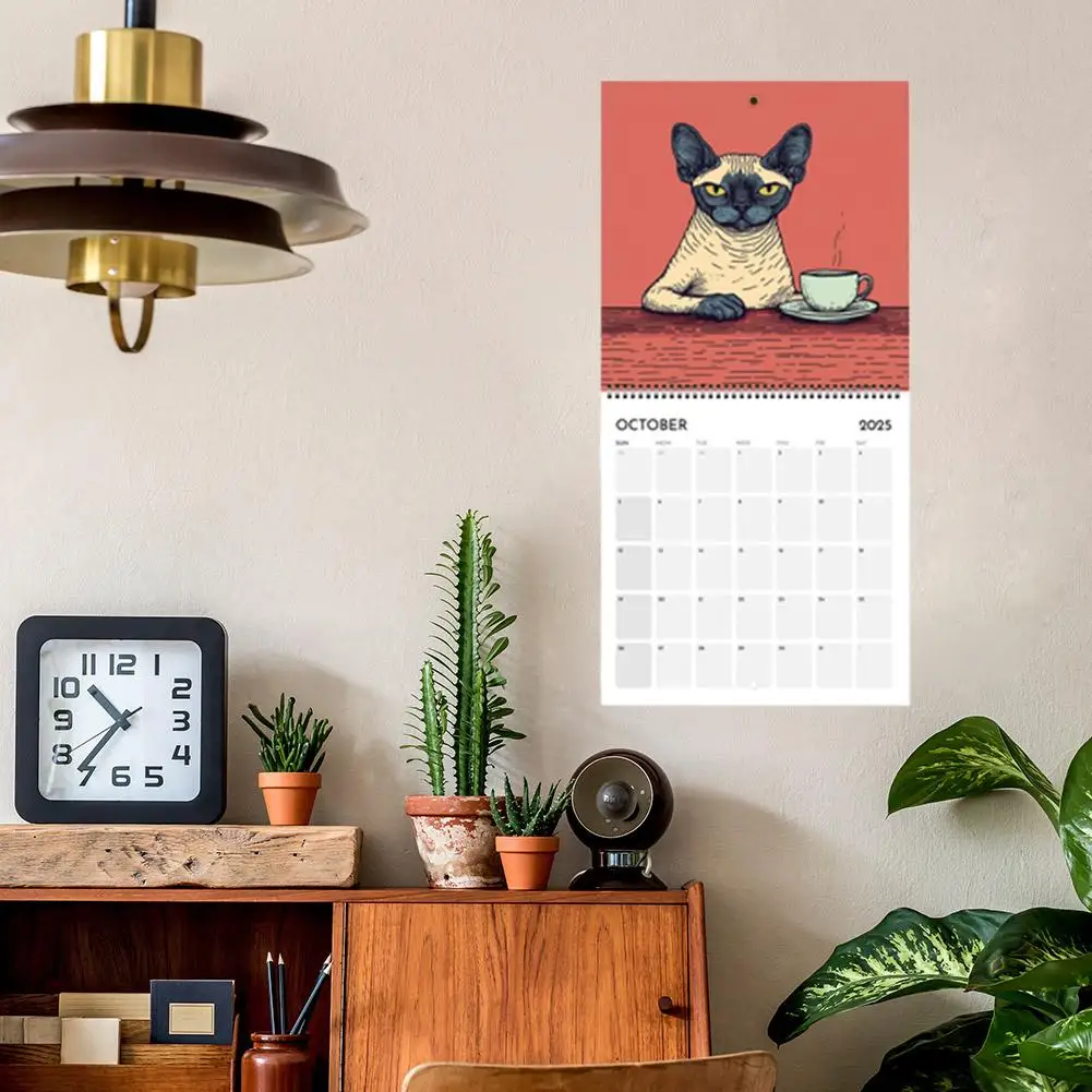 NEW Wall Calendar Cat Design 2025 Monthly Hangable Wall Calendar 12-Month Daily Weekly MonthlyPlanner Calendar For Bedroom Study