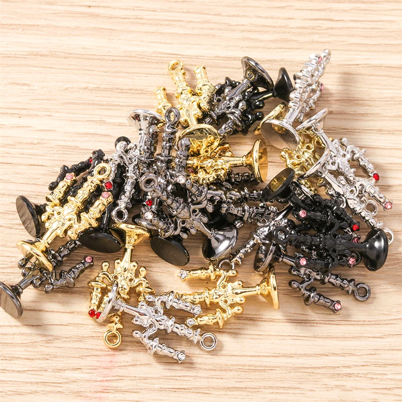 5 Stück 13 x 23 mm niedliche Metall-Kerzenständer-Form-Charms-Anhänger für Schmuckherstellung, Halsketten, Ohrringe, DIY, handgefertigtes Bastelzubehör – Detail 19