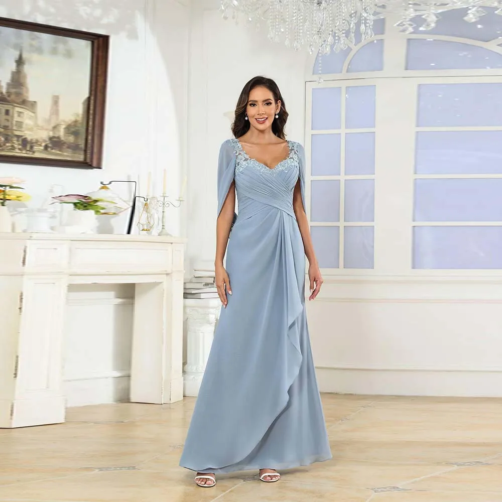 

Exquisite Cape Sleev Mother of The Bride Dresses Floor Length Mermiad Lace Applique Formal Dress for Women Customized 2025