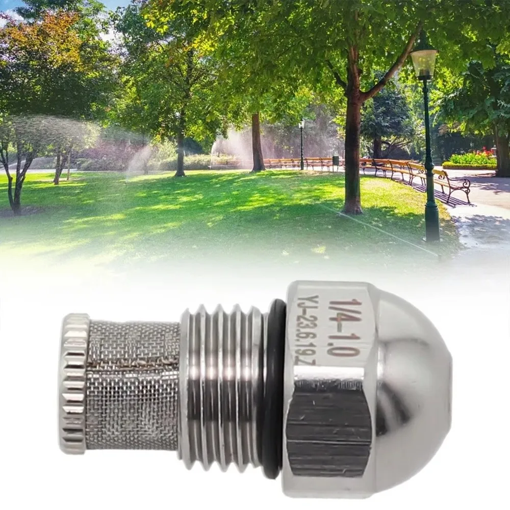 2PCS 304 Stainless Steel Misting Nozzle 1/4 BSPT Silver Atomizing Spray Tip 1.5mm Orifice Outdoor Cooling Nozzle Garden Watering