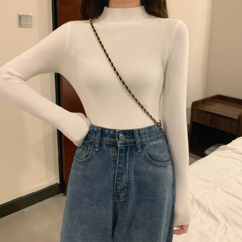 Nuovo maglione termico da donna a collo semi-alto, perfetto per l'autunno e l'inverno, versatile per vari abiti.