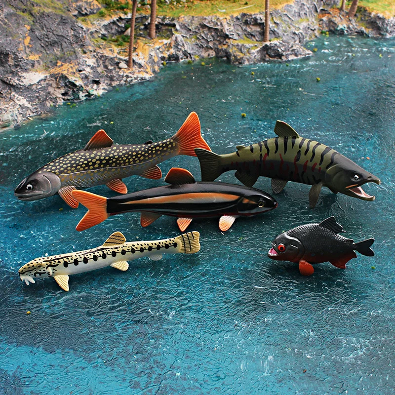 Simulation Marine Animal Cobitis Sinensis Dace Salvelinus Leucomaenis Action Figures Salmon Piranha Miniacture Educational Toys