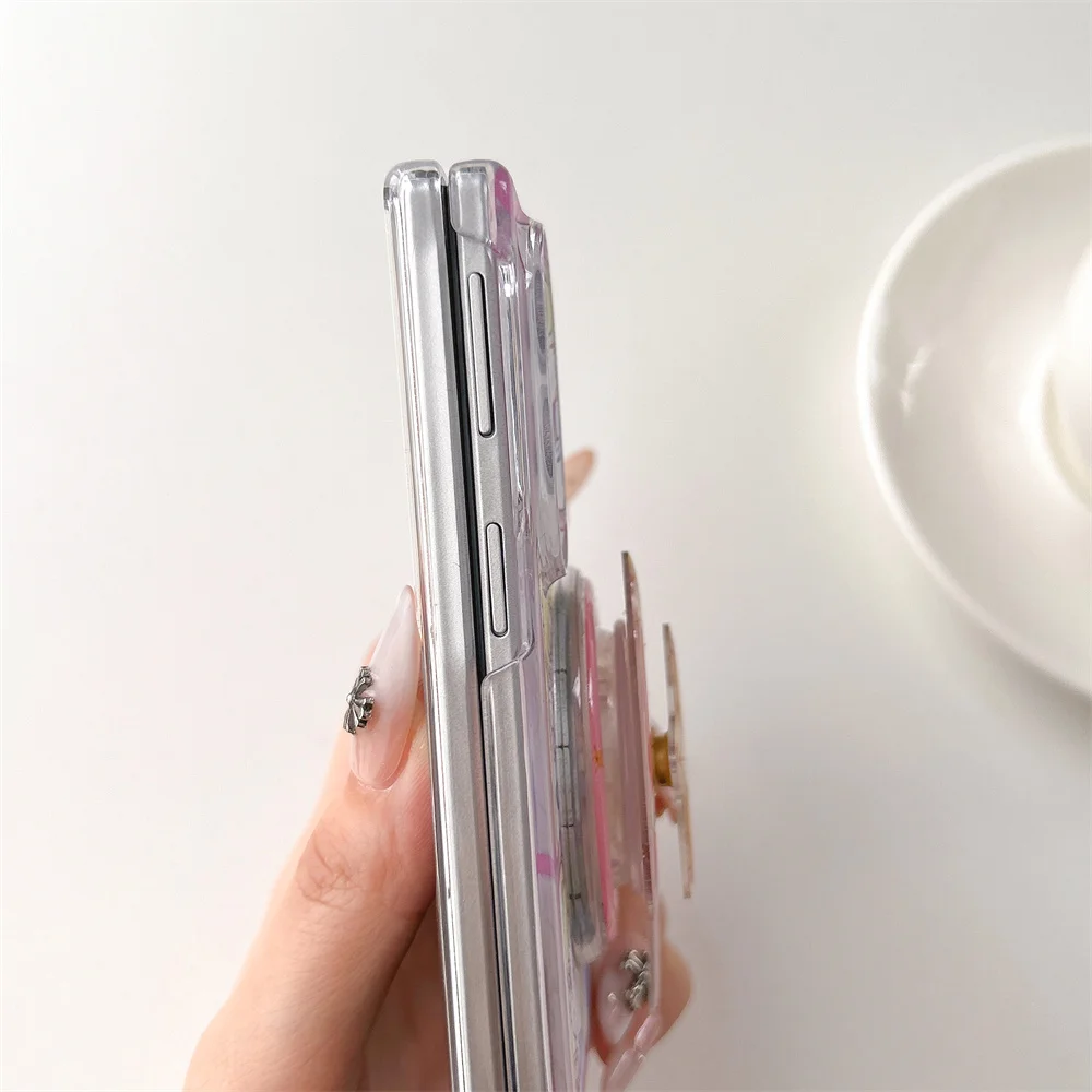Urocze żółte etui magnetyczne na telefon z motywem księżycowej dziewczyny z włosami dla Samsung Galaxy Z Fold 8, kompatybilne z Magsafe, z uroczym stojakiem i łańcuszkiem do Z Fold 8. — zdjęcie produktu 5
