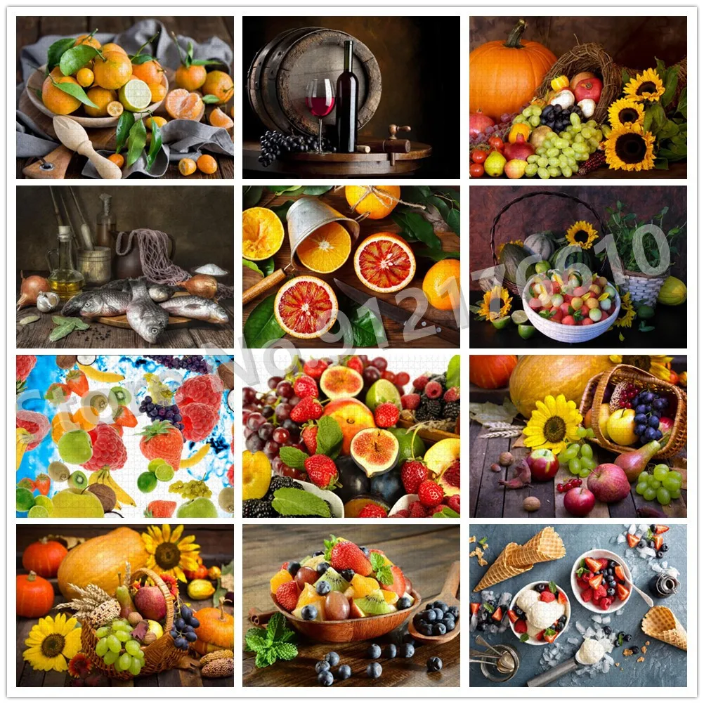 

Foods Vegetable and Fruit Jigsaw Puzzle Still Life Aesthetic 300/500/1000 Pieces Puzzle Educational Intellectual Decompress Toys