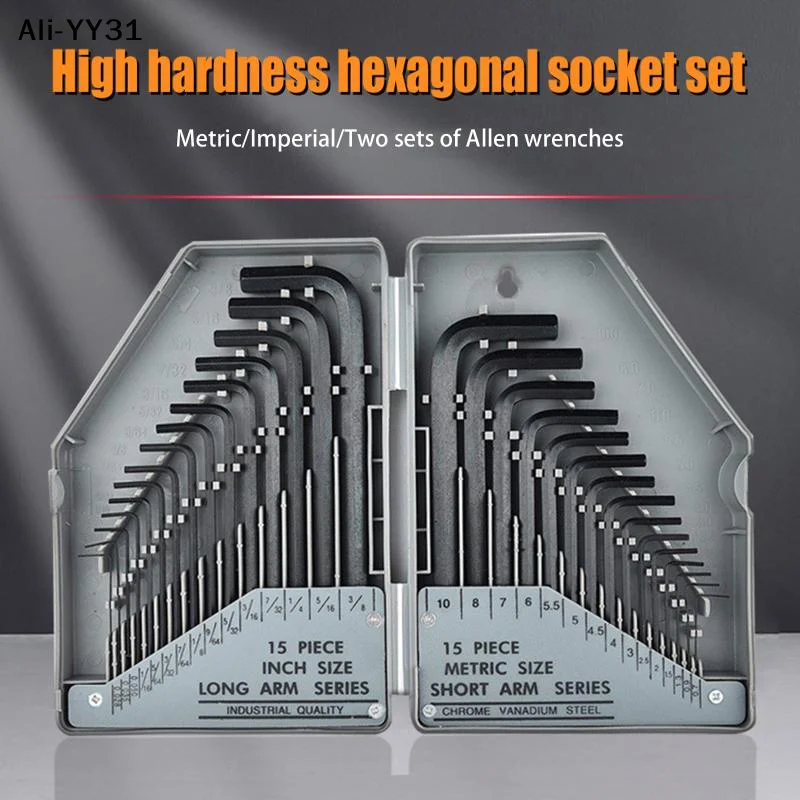 

Набор шестигранных ключей (имбусовых ключей) CCA83-30Pcs, метрический и дюймовый (SAE), из инструментальной стали S2, для ремонта и обслуживания