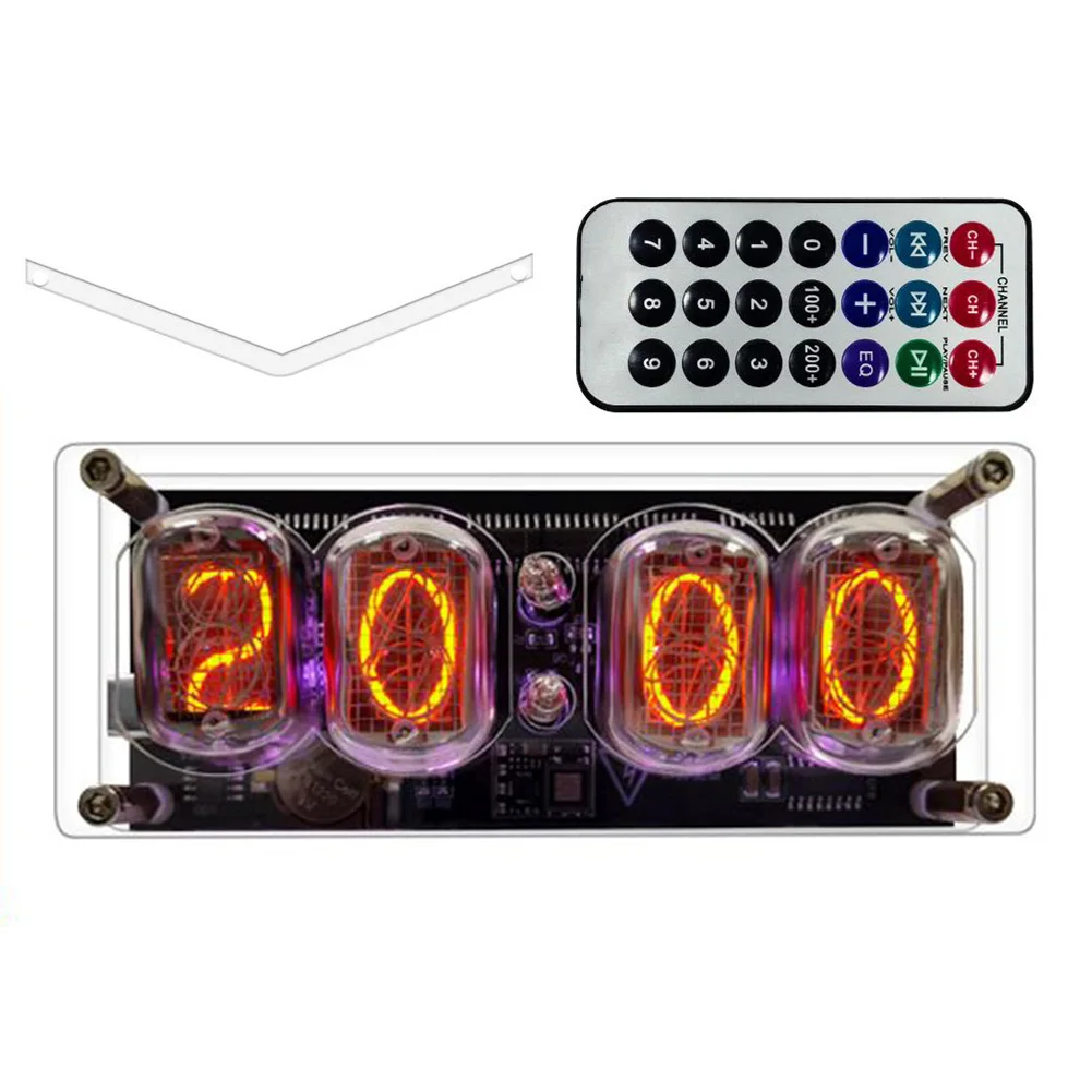 1pc IN-12 Glow Tube Nixie Clock Fluorescent 225 Colors Light Display Time Date Digital Tube Clock With Remote Control