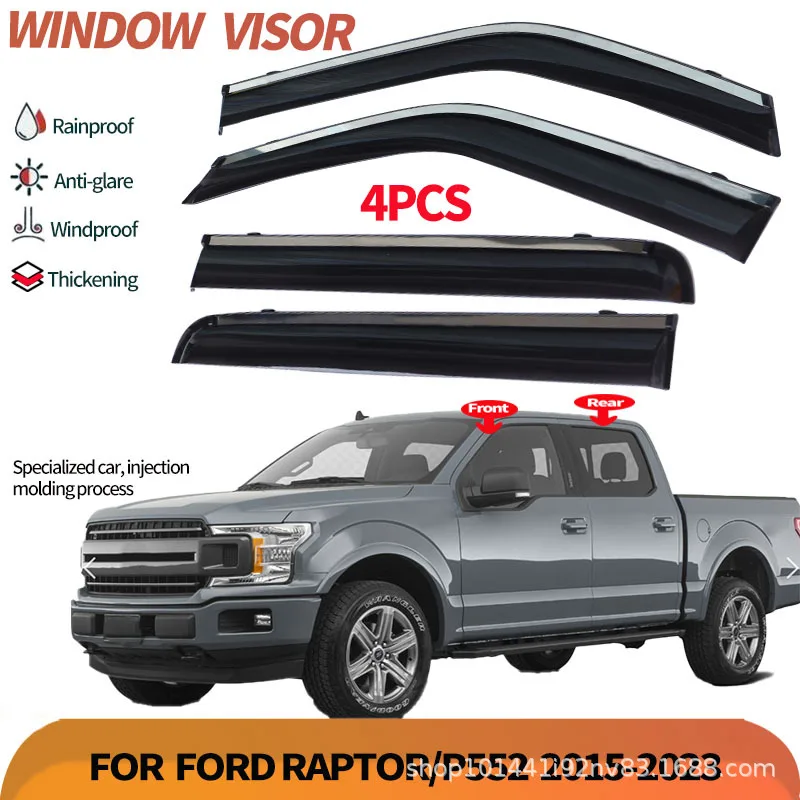 Visera para Lluvia y Sol para Ford F150, Ford F150 2015-2023 + Visera para Ventana, Deflectores de Viento y Lluvia, Diseño sin Perforaciones