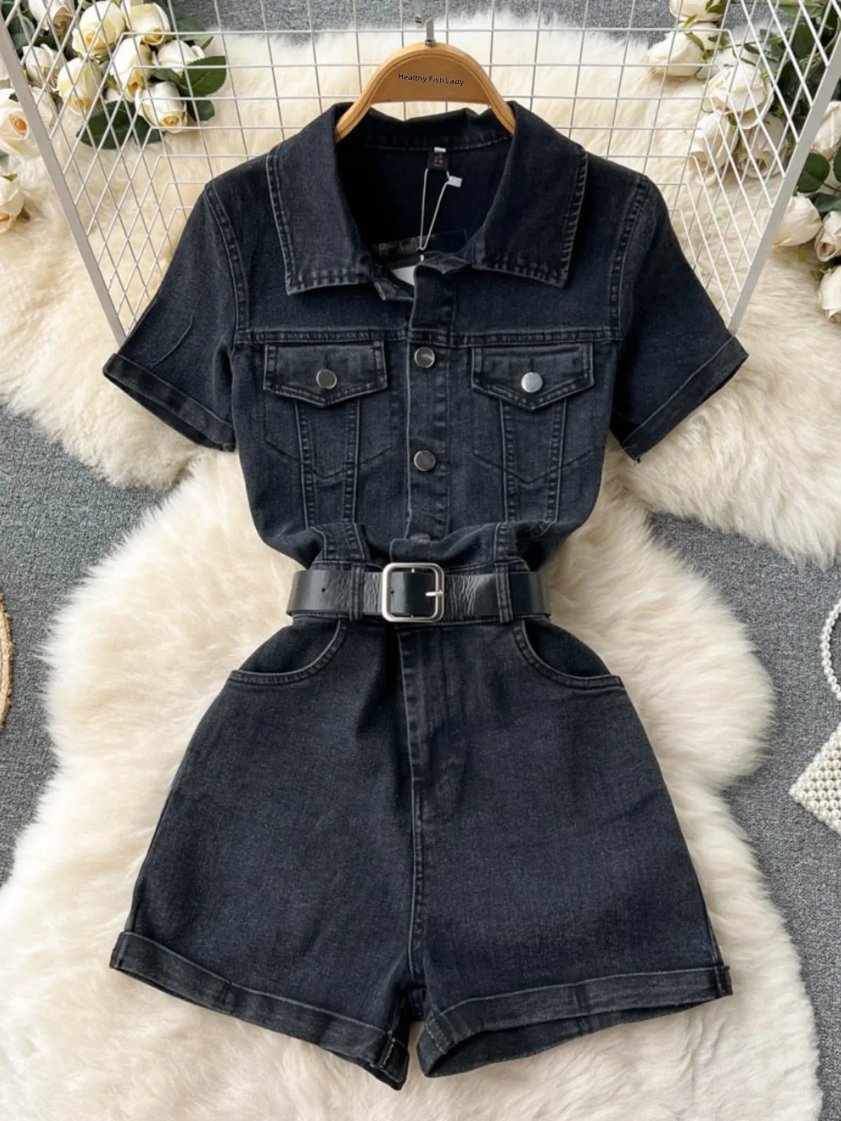 

Faionable High Waist Overall Denim Set Women's Summer Clothes 2024 New Sle Commute Straight Leg ort Pants