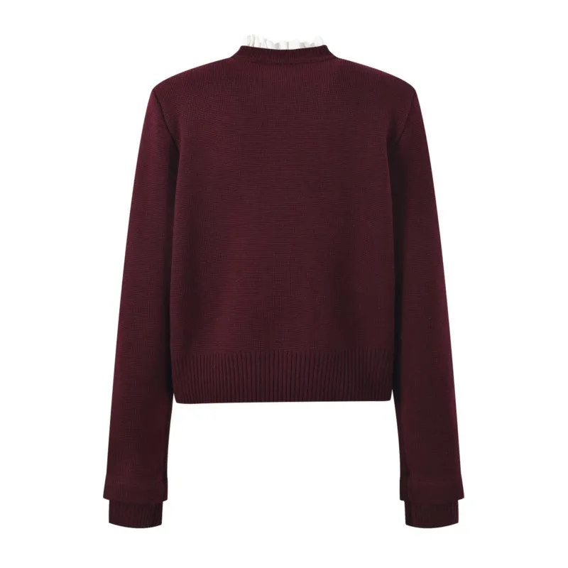 Wine red cardigan sweater sweater 2024 autumn new single-breasted fashion all-match coat