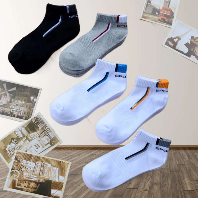 5/10 Pairs Cotton Man Short Ankle Socks Fashion Breathable Boat Socks Comfortable Casual Socks Male Womens Low Cut Sports Socks