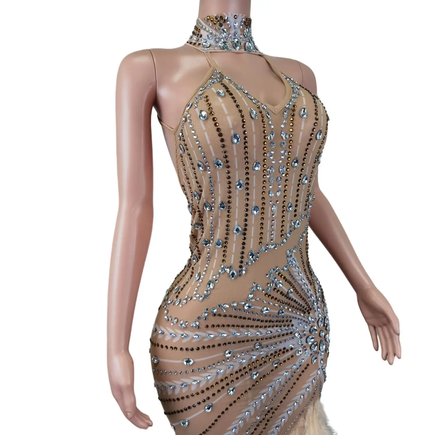 Robe de soirée dos nu en diamant pour femme, robe de Rhde sirène, robe de soirée formelle, robe de soirée, mode de dame, plume élégante, boule, Quenight, sexy