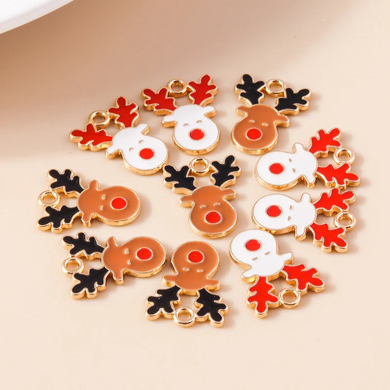 20 Stück 12x16mm Cartoon Tier Charms Emaille Weihnachten Hirsch Charms Anhänger für Schmuckherstellung Ohrringe Halsketten DIY Handwerk Versorgung – Detail 6