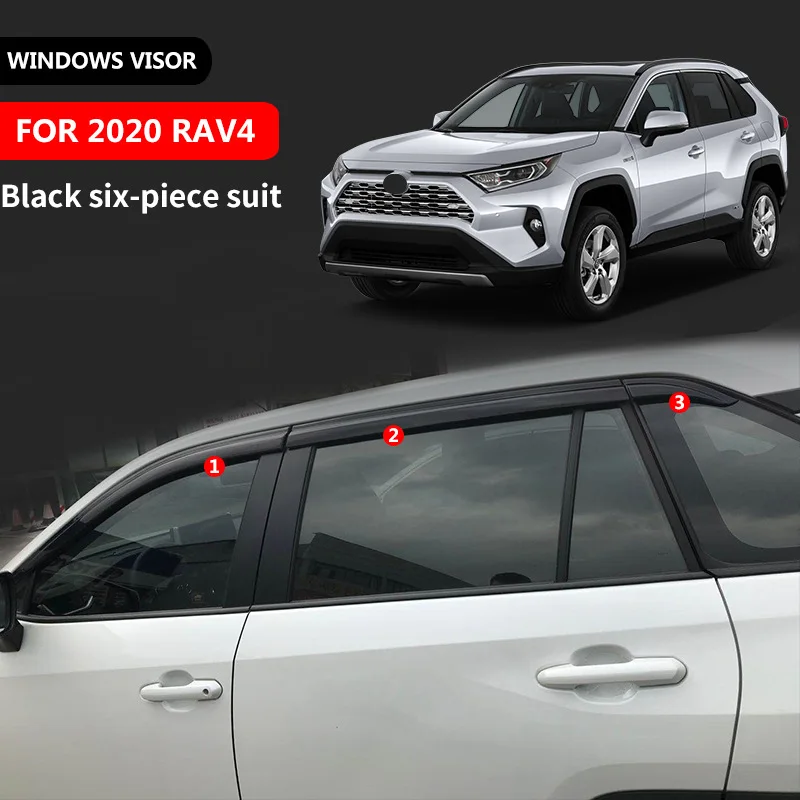 Chrome Window Visors for Toyota RAV4, Window Trim Accessories, Weathershields, Wind Rain Guard Shades, 2020-2024