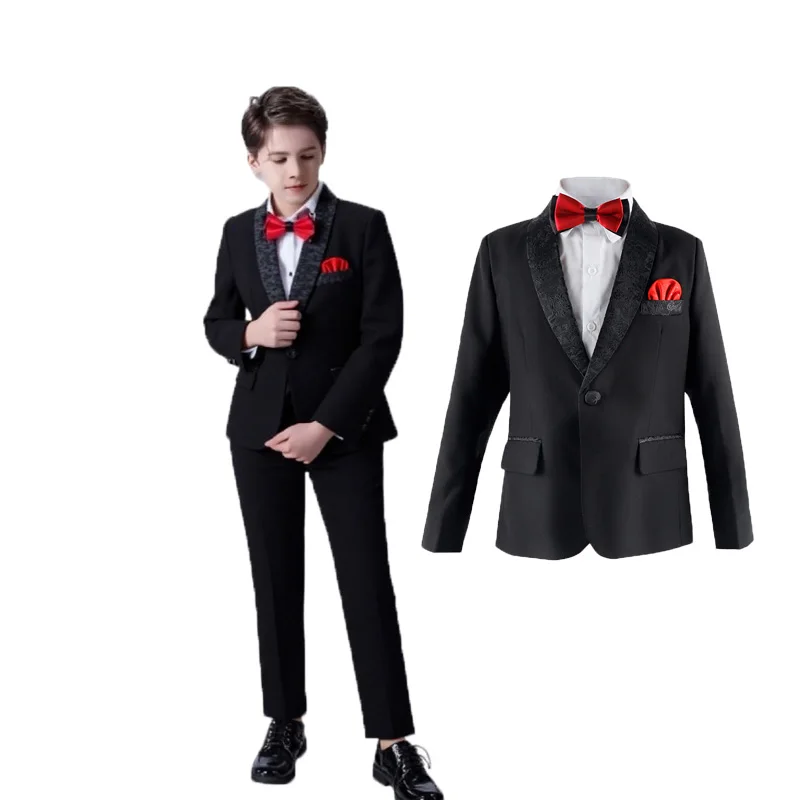 

Prince Boys Spring Piano 3Pieces/Set Jacket Pants Bowtie Photography Suit Kids Wedding Birthday Dress Child Performance Costume
