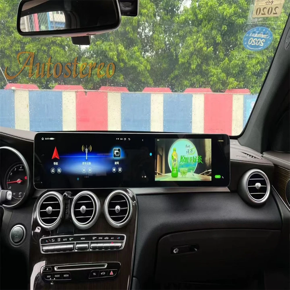 Dual Screen Carplay Android 14 For Mercedes Benz C W205 GLC NTG5 Car GPS Navigation Car Radio Head Unit Multimedia Player Media