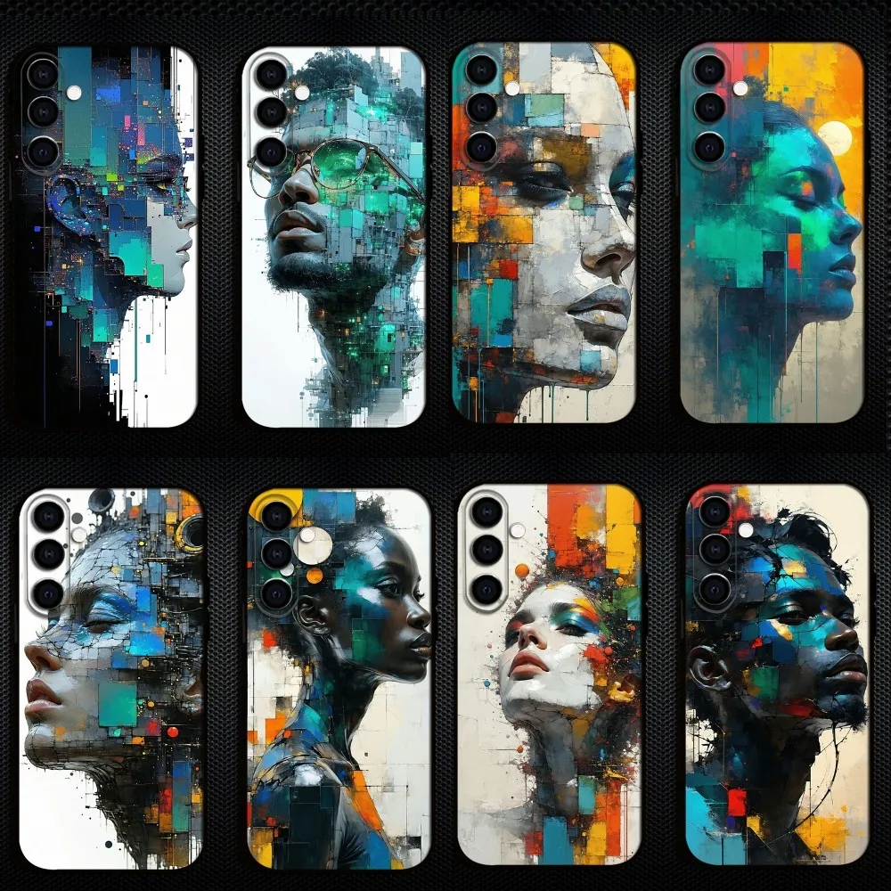 

Abstract stylized character Phone Case For Samsung Galaxy A73/A72/A71/A70/A53/A52/A51/Others Soft Black Shell
