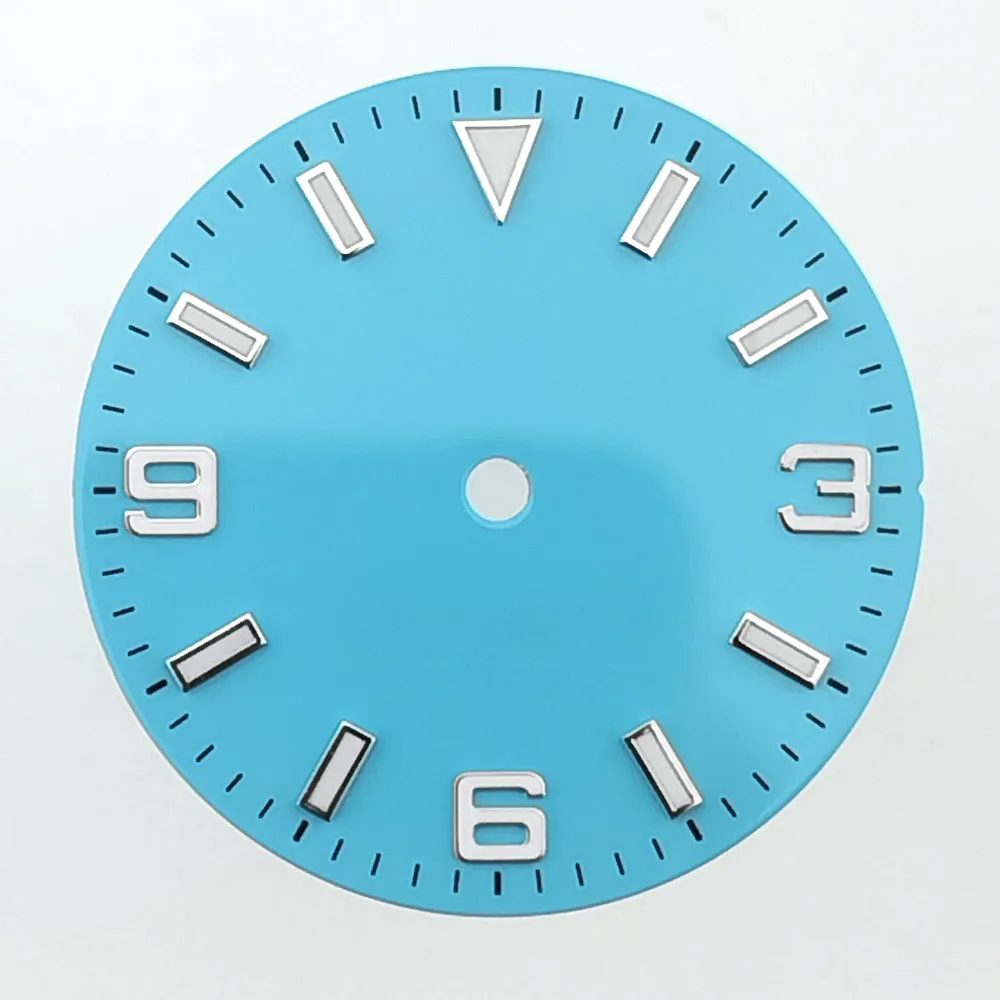 28,5 mm Zifferblatt, passend für NH35/8215/2824 Uhrwerk, BGW9, blau leuchtend, grün, rosa, hellblau, Uhrenzifferblätter, Uhrenteile, individuelles LOGO, Name – Detail 14