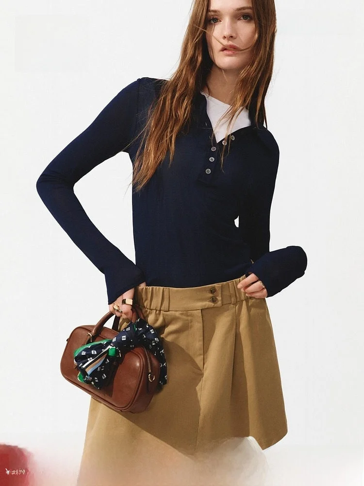 

Spring New Arrival Women's Flared Skirt A-Line Midi Skirts Cotton Lenzing Fiber Pleated Skirts Fitted Waist Design