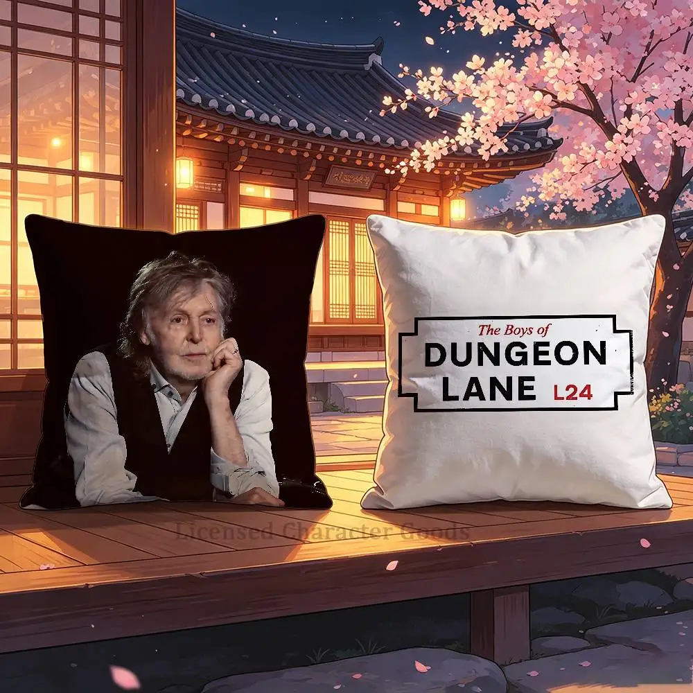 D-Dungeon Lane P-Paul M-McCartney Square Cushion Cover Weird Aesthetic Library Book Page Print Pillow Cover