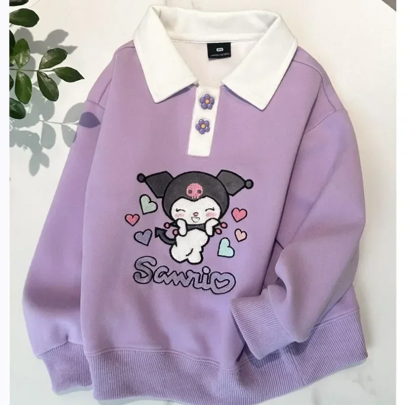 Sweat à capuche brodé Anime Sanurgente Ins pour enfants, chemise Kawaii Girly Coussins, Kuromi My Melody, vêtements mignons, jouets cadeaux, printemps et automne