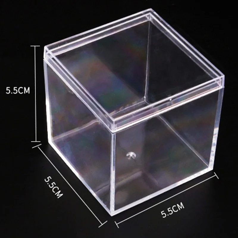 Transparent Acrylic Candy Box with Cover Plastic Square Cube Cake Dessert Box Chocolate Packaging Storage Containers Display Box