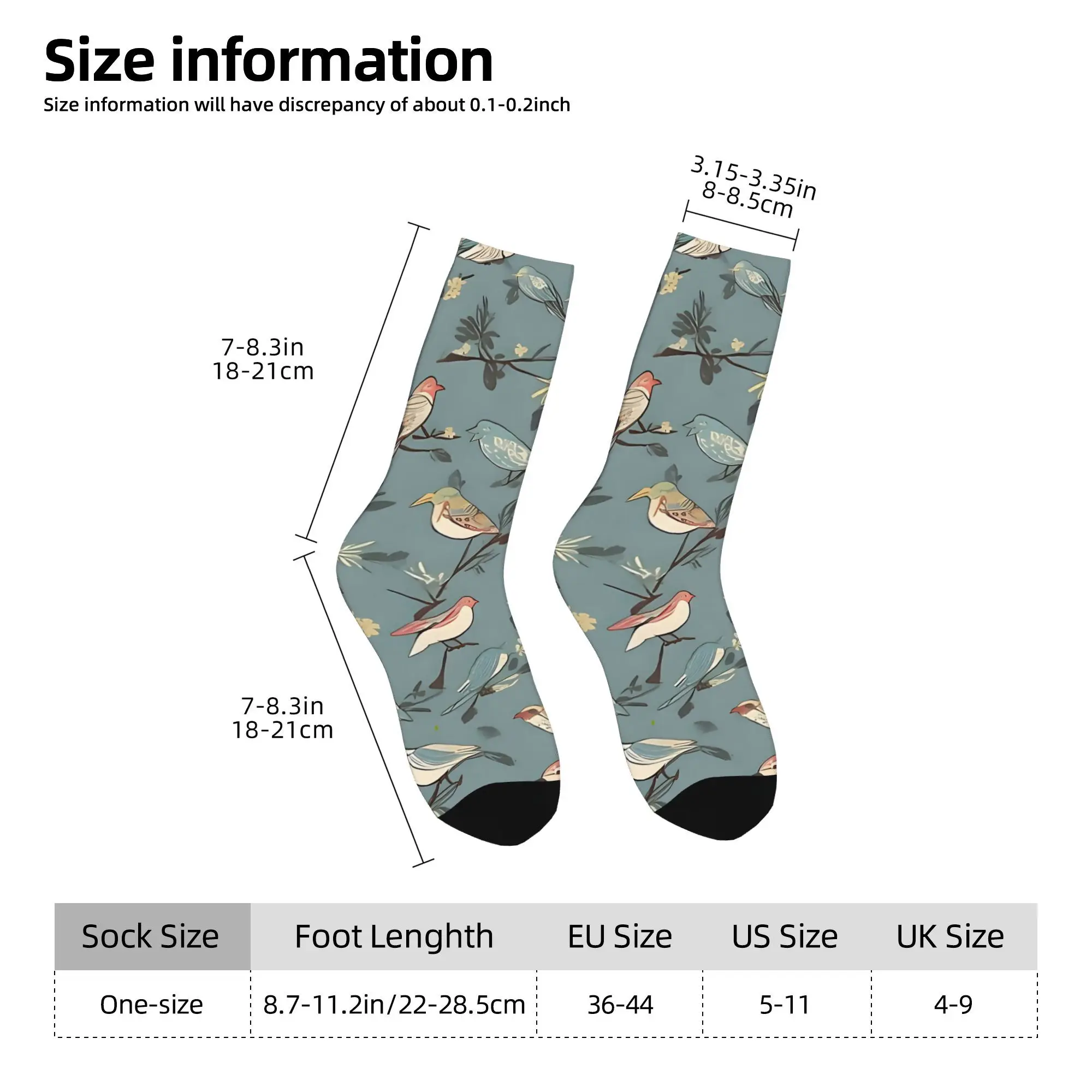 1pc Bird Pattern Printed Men's Socks  Novelty Hip Hop Harajuku Pattern Crew Sock Casual Gift
