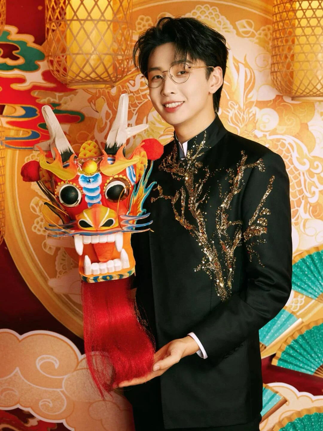 Fashion Stand Collar Handmade Beaded Suit Jackets Men's 2025 Spring New High-end Long Sleeve Blazers Male Stylish Tailored Coats