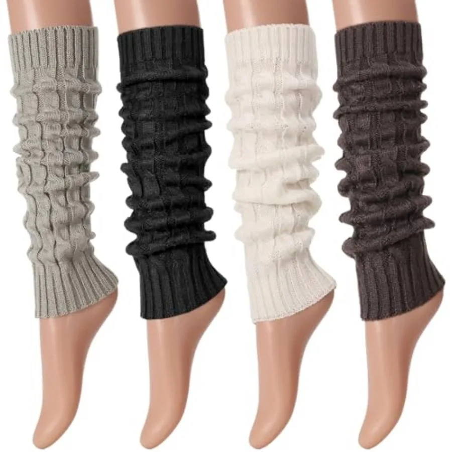Knee High Cable Knit Winter Leg Warmers for Women