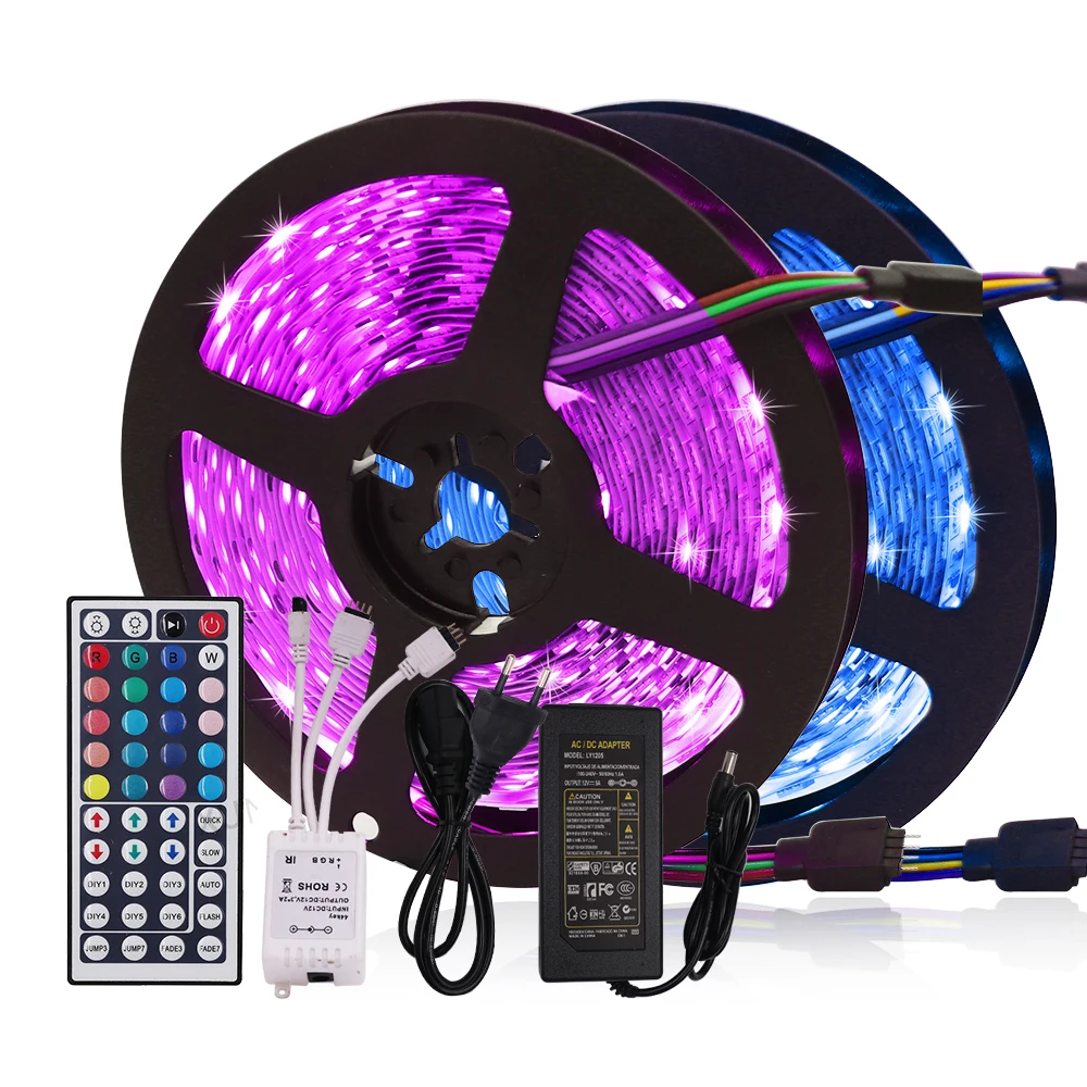 RGB LED Strip TV Backlight 12V 5050 60Leds/m Flexible LED Tape Remote Control Luces Led Ribbon IP20 IP65 Waterproof Room Decor